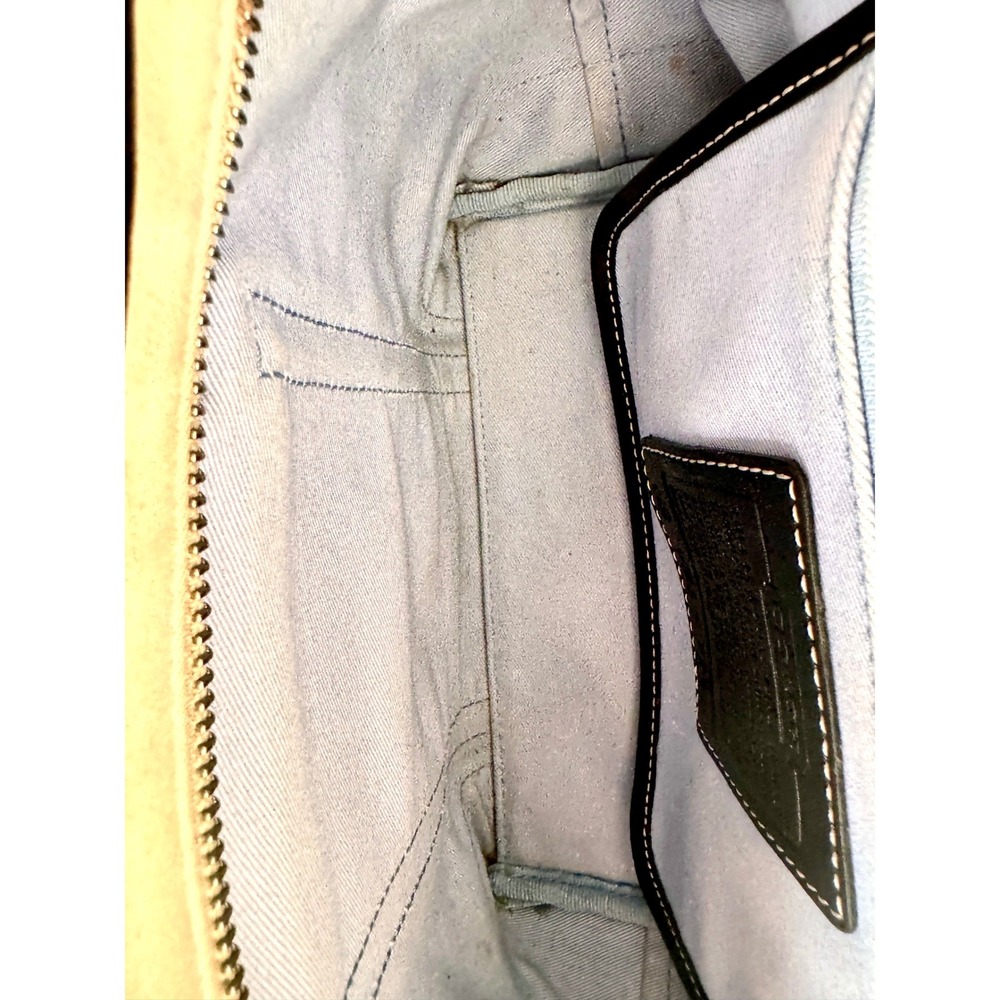 Coach Hampton Canvas Leather Trim Tote Bag Cream Black Tan 7741 Small Shoulder - Picture 12 of 16